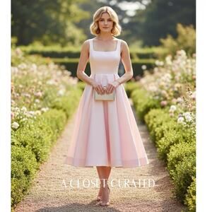 Mac Duggal Sleeveless A Line Midi Dress 2 NWT Pink Style 11885